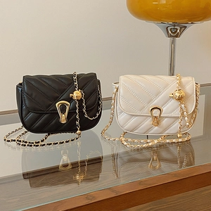Bolso Cuadrado Acolchado para Mujer Moda Bolso de Hombro de Cuero PU con Cadena Dorada y Bola de Metal Ajustable