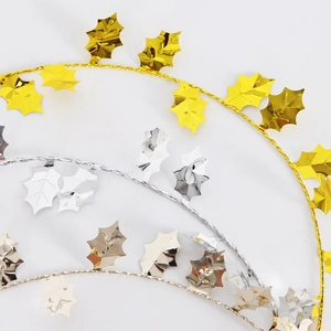 7.5m Christmas holly leaf wire garland in gold and silver for festive party decoration