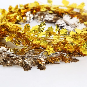Golden and silver Christmas berry leaf wire garland for festive party decorations