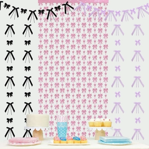 Bowknot Foil Fringe Curtain For Birthday Party Wedding Backdrop Decoration Polyester PET Star Pattern DIY Hanging Decor