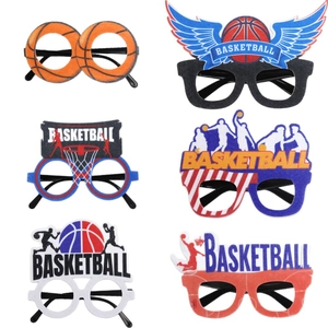 Set of 6 basketball theme party glasses featuring sports textures and dunking silhouettes