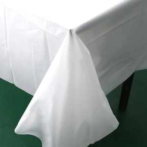 Waterproof white PE disposable rectangular tablecloth for birthday party table decoration