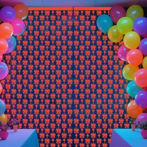 Cortina de flecos con lazos naranjas para decoración de fondo de fiesta de 1x2m