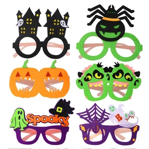 Lot de 6 lunettes de fête d'Halloween avec décorations en feutrine citrouille et fantôme