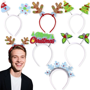 Christmas Fluorescent LED Headband Reindeer Antlers Santa Snowman Hair Hoop Party Glowing Glasses Decor For Adults Kids