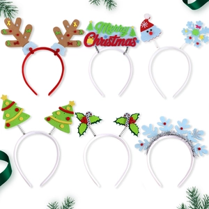 6pcs Christmas glowing headband set featuring Santa, reindeer antlers and snowflakes