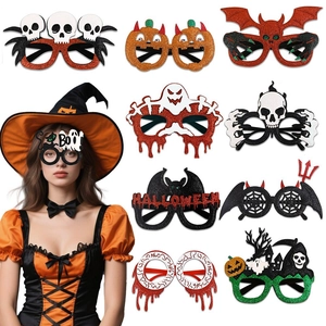 9-piece Halloween party glasses set featuring pumpkin, skull, and bat designs for kids