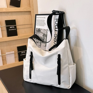 Sac Fourre-tout en Nylon Décontracté pour Femmes Grande Capacité Minimaliste Contraste Couleur Sac Bandoulière Multi Poches