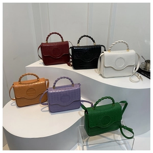 Detailed collection of crocodile embossed crossbody bags with woven handles in six colors