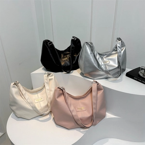 Large Capacity Urban Fashion PU Leather Hobo Bag Minimalist Solid Color Shoulder Bag For Women Half Moon Underarm Purse