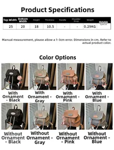 Detailed size chart and multi-color selection for this mini drawstring bucket backpack