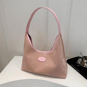 Rosane Wildleder-Tragetasche für Damen mit elegantem Schultergurt aus Leder