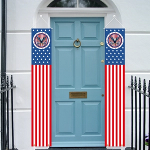 American Flag Porch Banner Independence Day Patriotic Eagle Stars Stripes Outdoor Hanging Decor Party Couplet Oxford Cloth