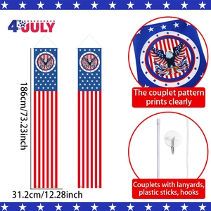 Fourth of July eagle porch banners with American flag stars and stripes for outdoor decor