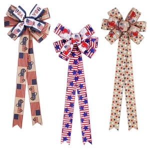 Set di fiocchi patriottici per il 4 luglio con stelle, strisce e motivi USA per decori