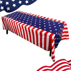 Rectangular American flag disposable PE tablecloth for 4th of July party decorations