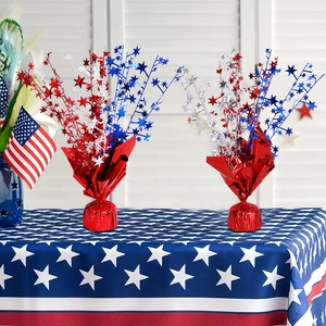 Independence Day Star Table Centerpiece Red Silver Blue Metallic Foil Star Sprays 4th Of July Party Patriotic Decoration Ornaments