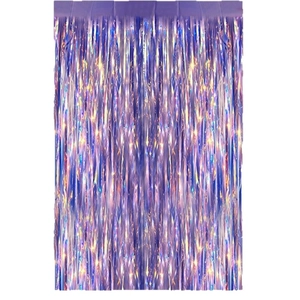 2m iridescent purple tinsel curtain for festive party background and wall decoration
