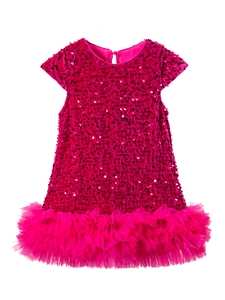 Robe à paillettes rose pour fille avec jupe en tulle multicouche pour les fêtes