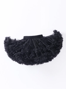 Elegant black layered tutu skirt with elastic waistband and high-density tulle fabric
