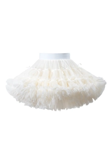 Jupe tutu en tulle blanc multicouche pour filles avec nœud et taille élastique