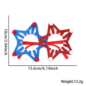 Glittery red and blue star party glasses with pom-poms for Independence Day props