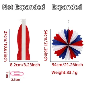 Independence Day red white blue paper honeycomb fan decoration, 54cm open diameter