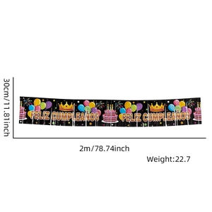 Spanish Feliz Cumpleaños birthday banner with colorful balloons and crown details