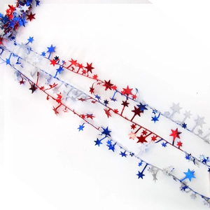 Guirlande d'étoiles rouge blanc bleu pour décorations de fête du jour de l'Indépendance