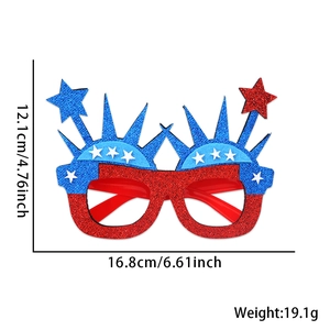 USA Independence Day star glasses with dimensions 16.8x12.1cm and weight 19.1g