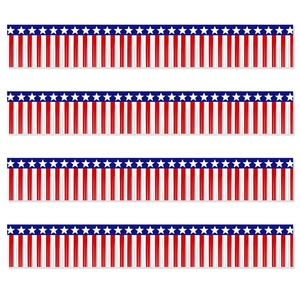 Pack of four patriotic red white and blue star and stripe banners for party decoration