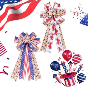 Independence Day Patriotic Bow Decoration American Flag Star Striped Burlap Bow For July 4th Party Home Outdoor Hanging Ornament