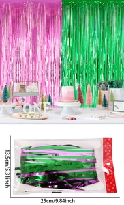 Roze en groene laserfolie franjegordijnen voor decoratie van de achtergrond van de party