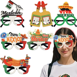 Mexican Independence Day Party Glasses Viva Mexico Sombrero Cactus Photo Booth Props For Cinco De Mayo Festive Carnival Decorations