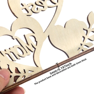 Laser cut wooden Best Mom desk ornament with heart design and 5mm thickness display
