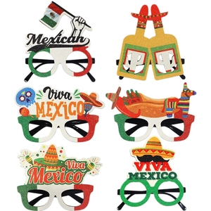 6-pack of Mexico party glasses with cactus and sombrero designs for Independence Day