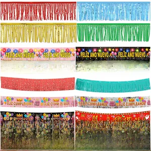 Colorful fringe curtains for birthday and Christmas party wall decoration