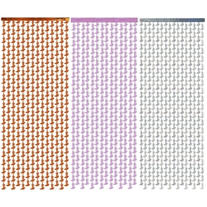 Cowboy party fringe curtain with boot-shaped sequins in bronze, purple, and silver