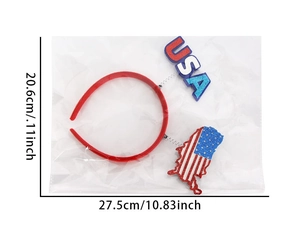 Détail du serre-tête USA avec étoiles et rayures dimensions de 27,5cm par 20,6cm env