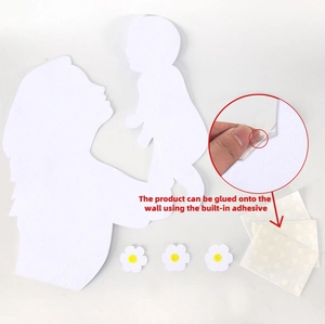 Detailed view of Mother's Day felt wall stickers with adhesive dots for easy decoration