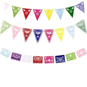Colorful Mexican Cinco de Mayo party banners with skull and floral cutout designs