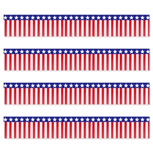 Red white and blue Independence Day tassel banners with patriotic stars and stripes