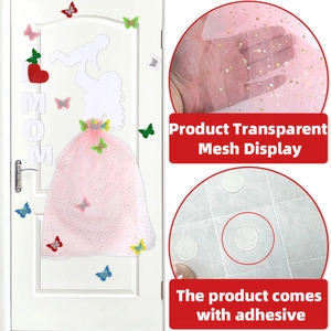 Mother's Day door decoration featuring a mother silhouette with pink mesh skirt and butterflies