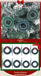 Tabella taglie per mini ghirlande natalizie con fiocchi rossi da 3cm, 4cm, 5cm e 7cm