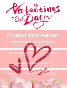 Detailed product dimensions for 2m PET tinsel garland Valentine's Day party decoration