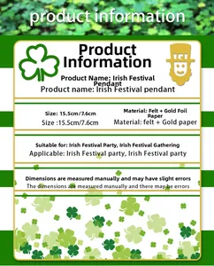 St. Patrick's Day felt clover pendant with leprechaun hat, size 15.5cm by 7.6cm