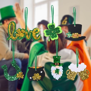 Glittery St. Patrick's Day felt ornaments set with shamrock and gnome details