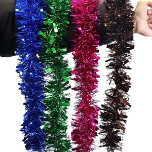 2m metallic tinsel garland set in blue green rose and brown for festive party decor