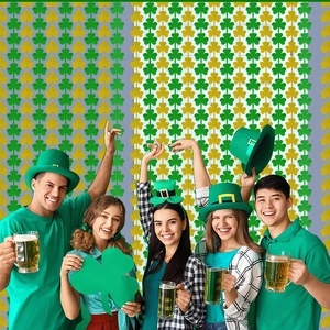 St. Patrick's Day shamrock foil fringe curtains with party decorations for festive backdrops