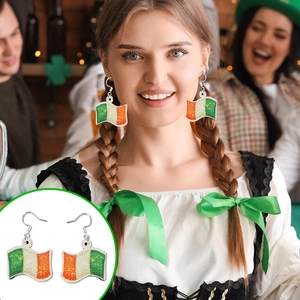 Boucles d'oreilles drapeau irlandais pailleté en vagues pour la Saint Patrick fête